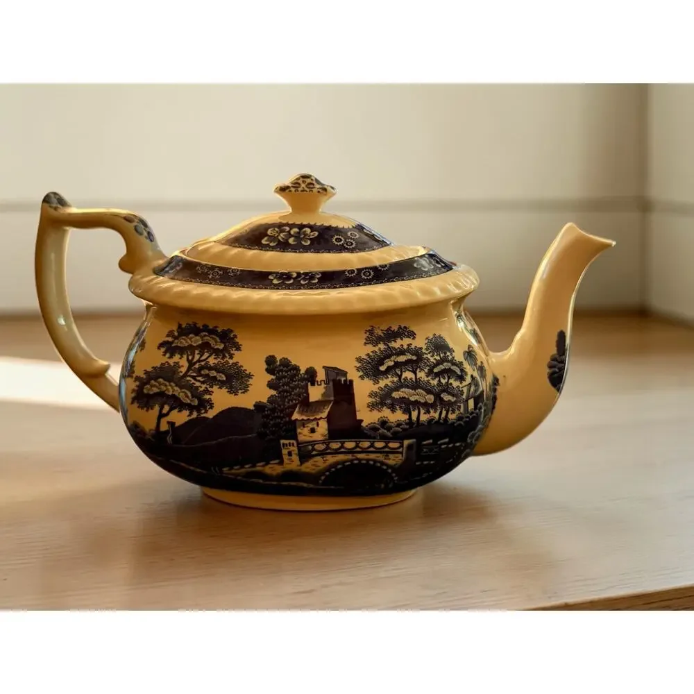 Spode Tower Blue Gadroon Teapot | Pristine Condition | Vintage Made in England